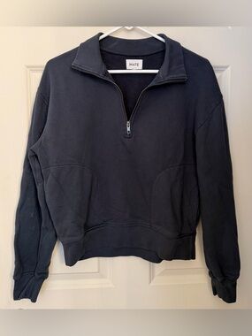 MATE 100% Organic Cotton 1/4 Zip Sweatshirt, Navy, XS